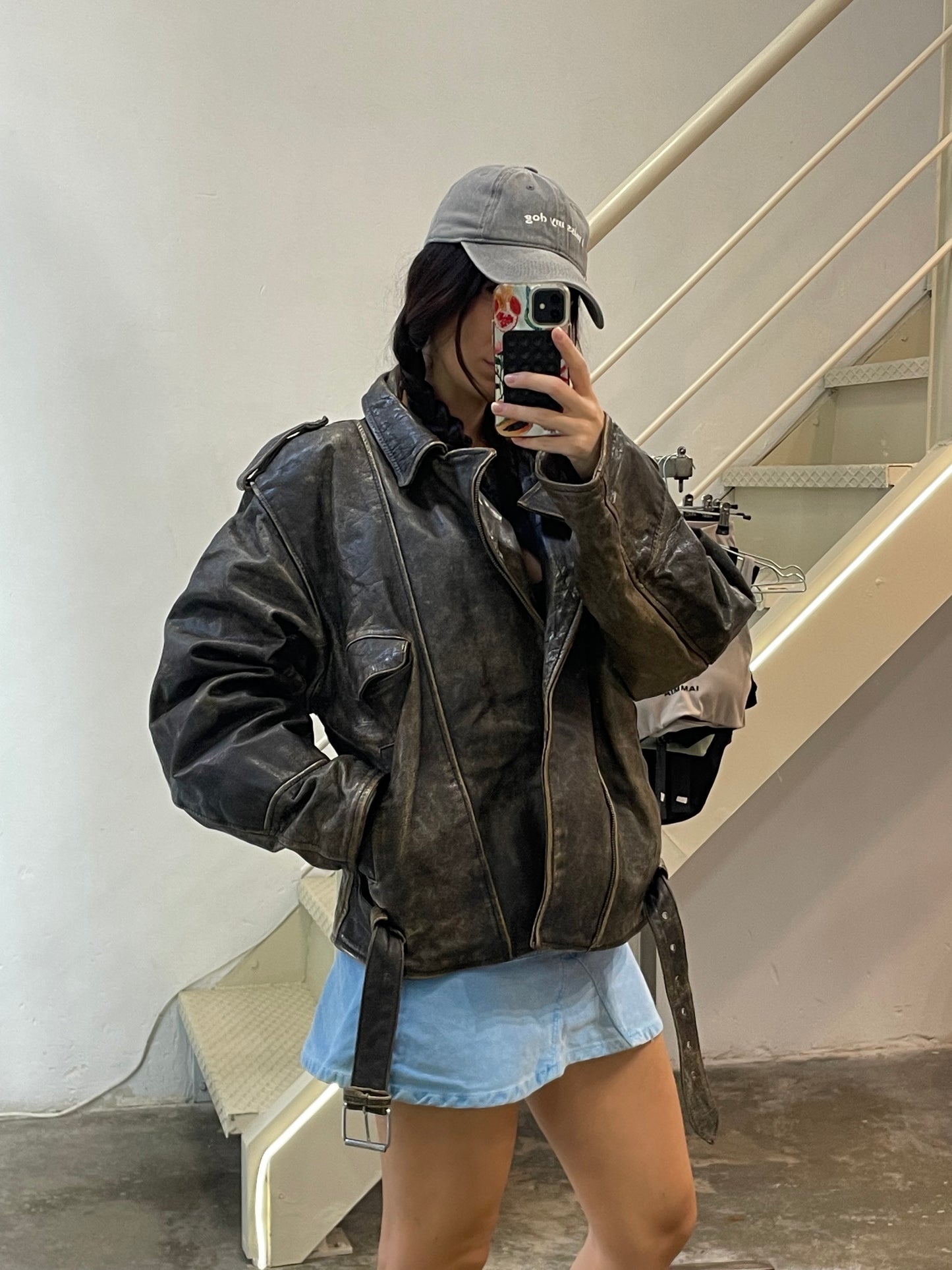 Rustic Leather Biker Jacket