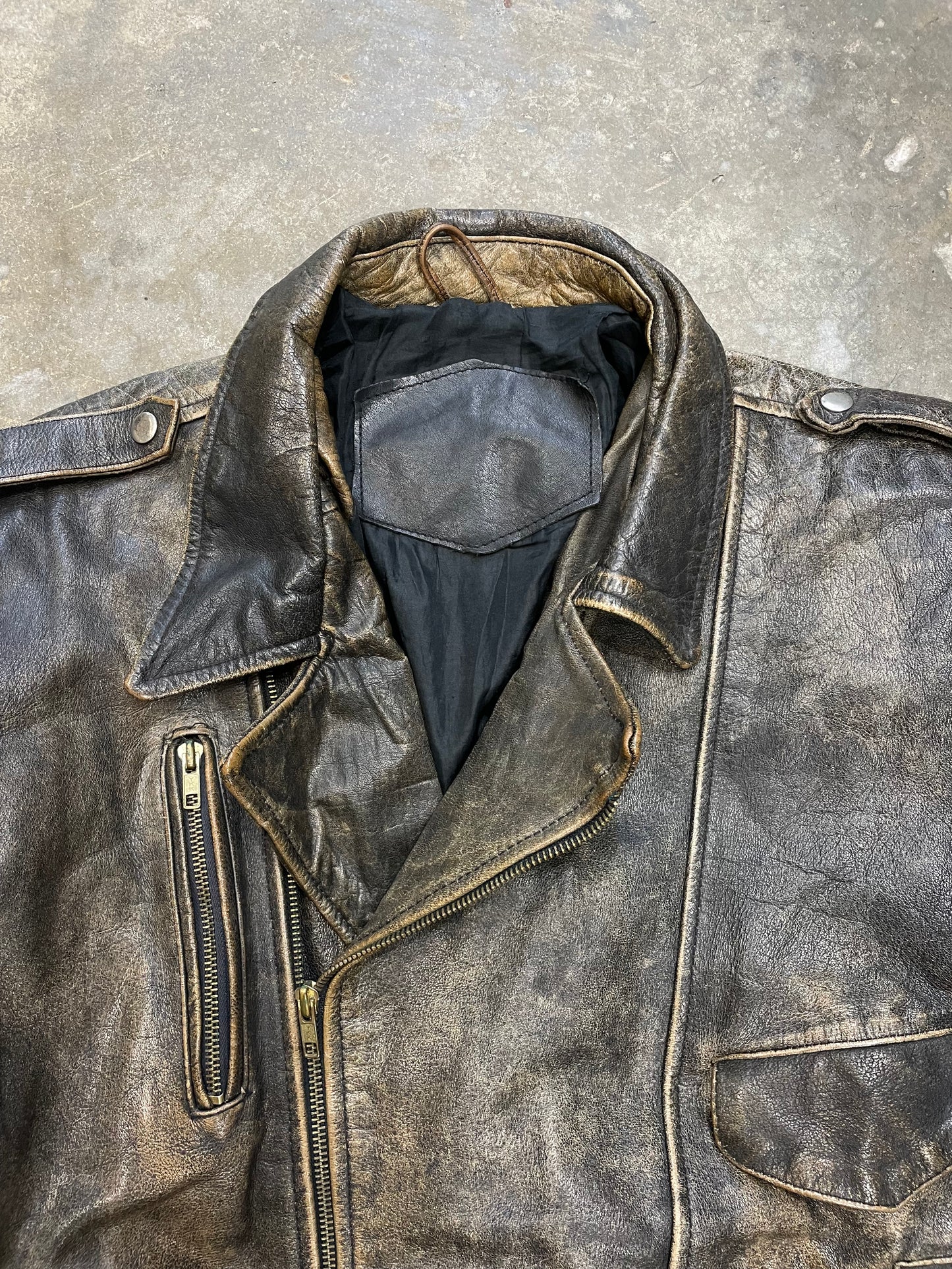 Rustic Leather Biker Jacket