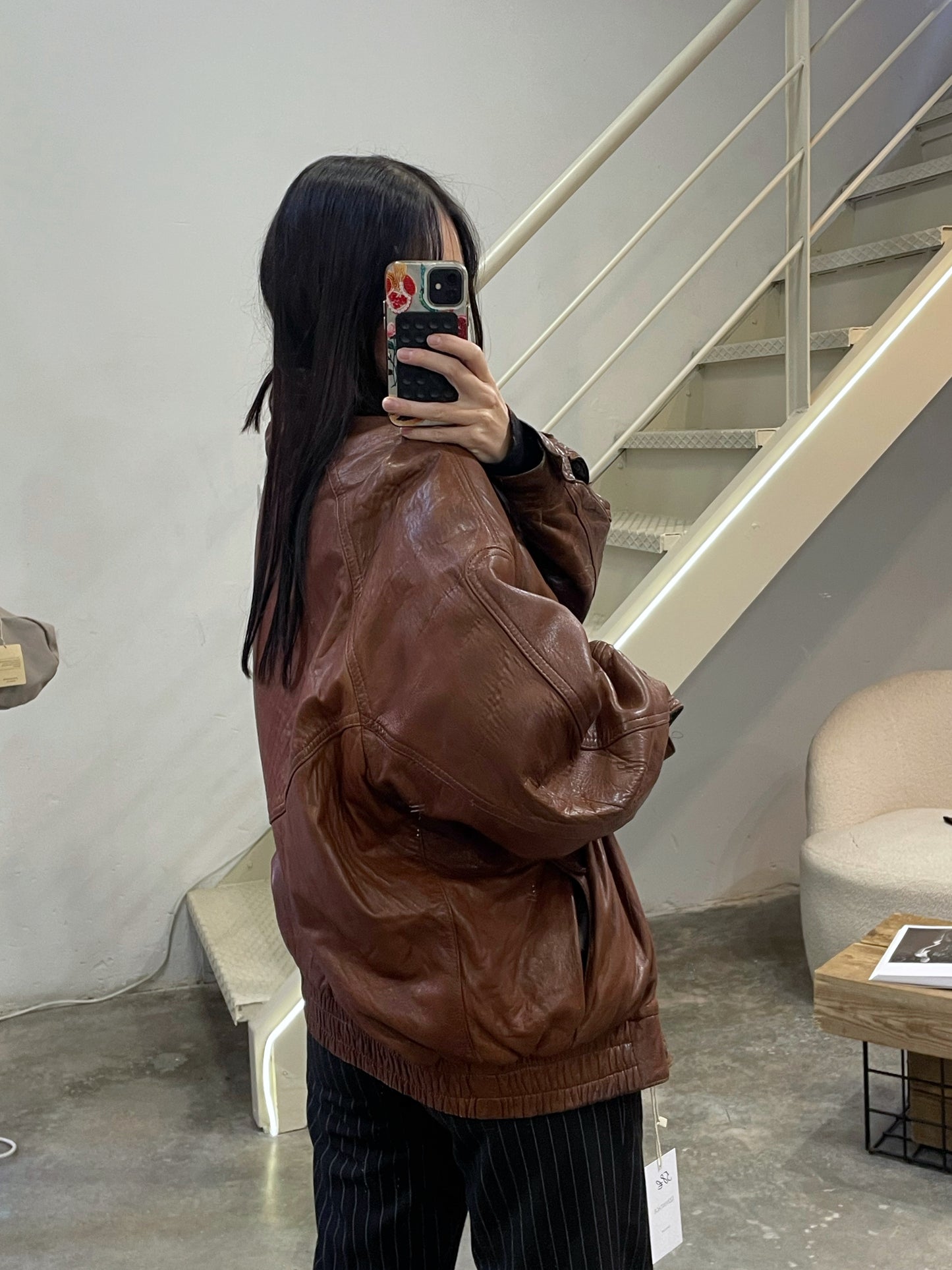 Natural Leather Vintage Bomber