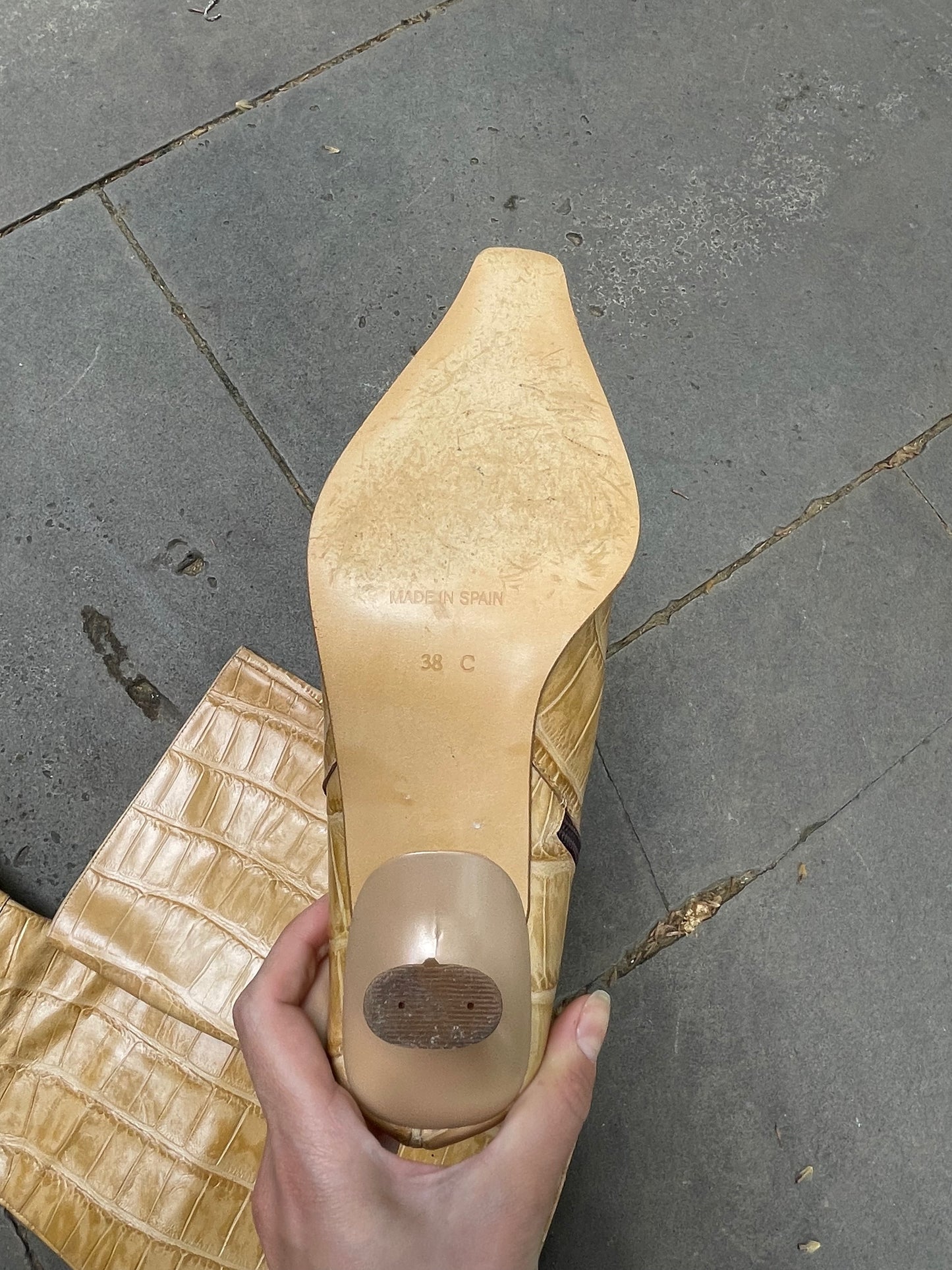 Croc-Embossed Vegan Leather Mid-Calf Boots