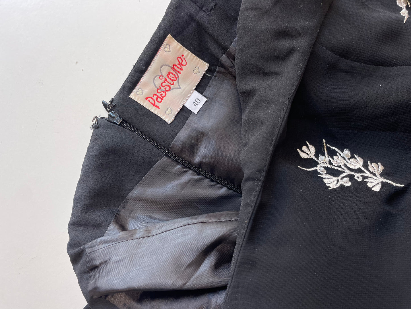 Embroidered Black Slip Dress
