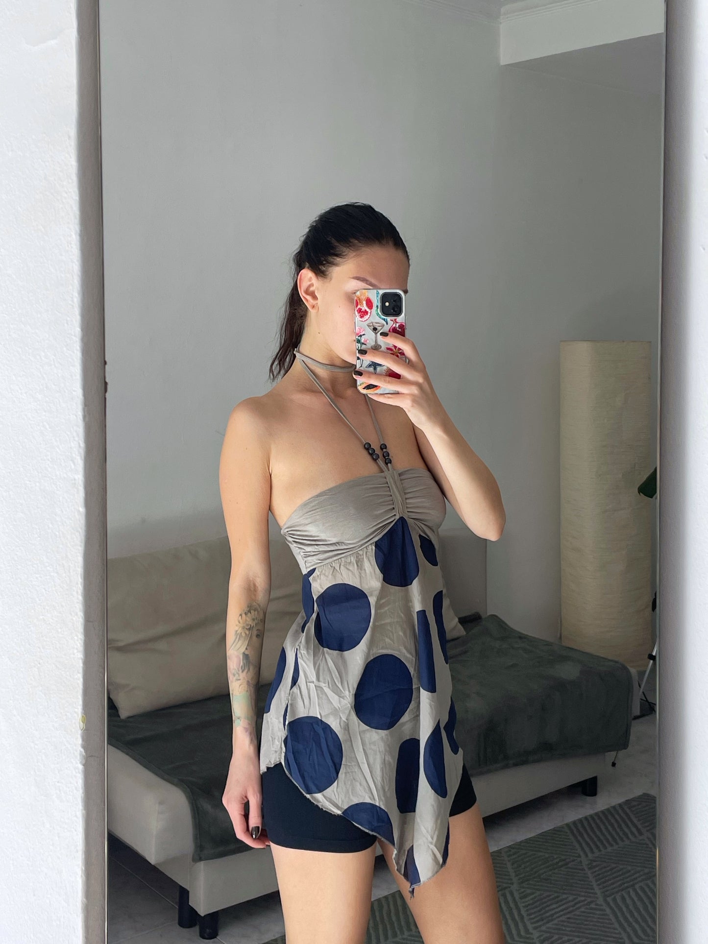Halter neck silk blend top