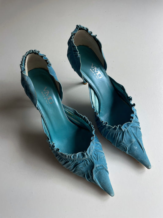 Suede pointed toe heels