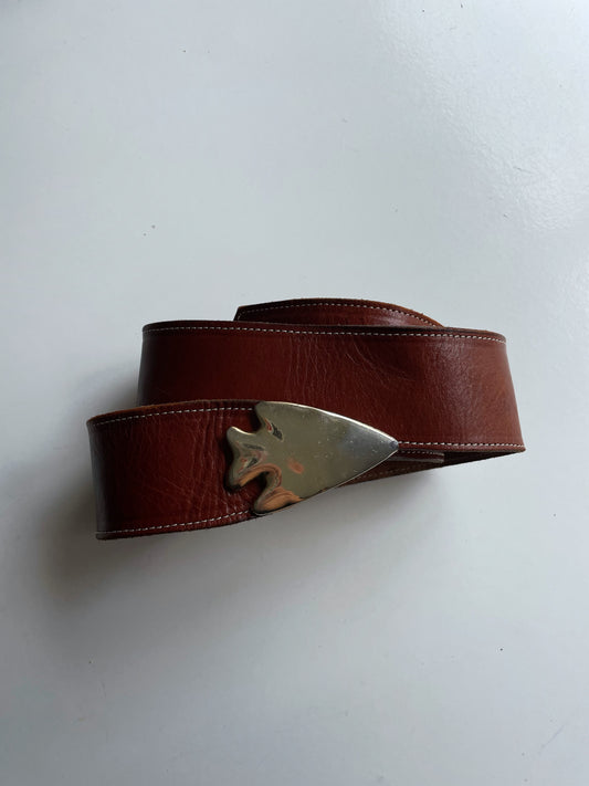 Leather Belt With Gold Buckle