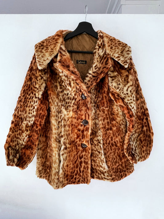 Cheetah print faux fur coat