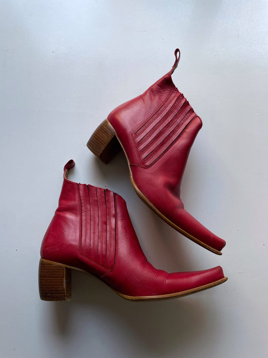 Botas vaqueras rojas vintage