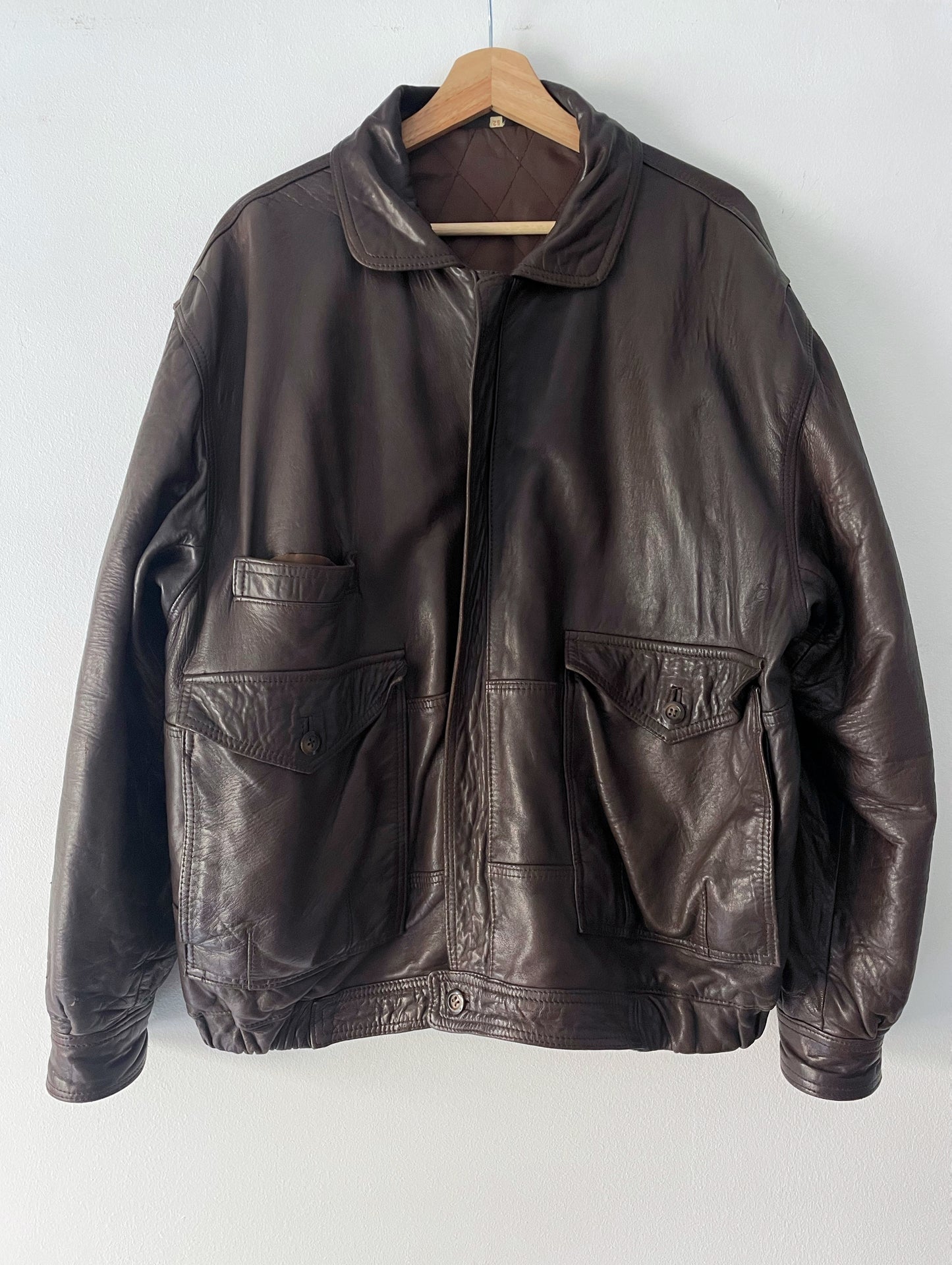 Vintage natural leather bomber