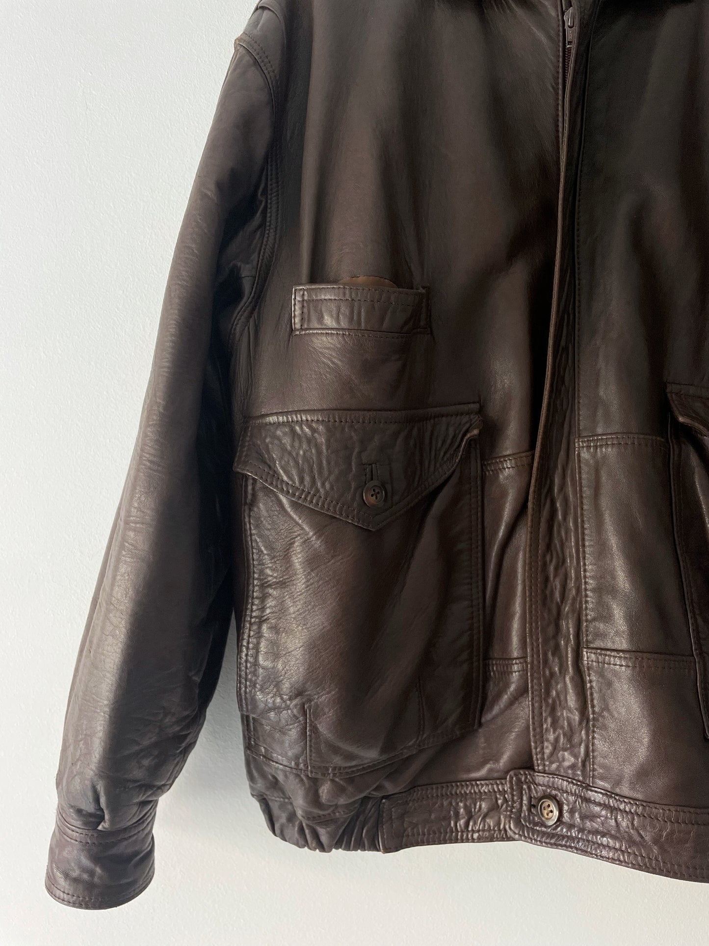 Vintage natural leather bomber