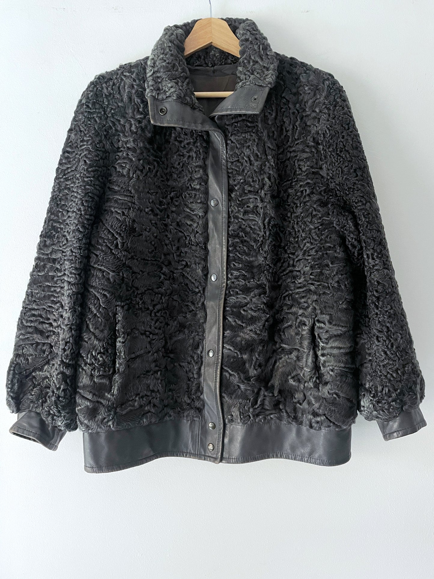 Vintage karakul fur bomber jacket