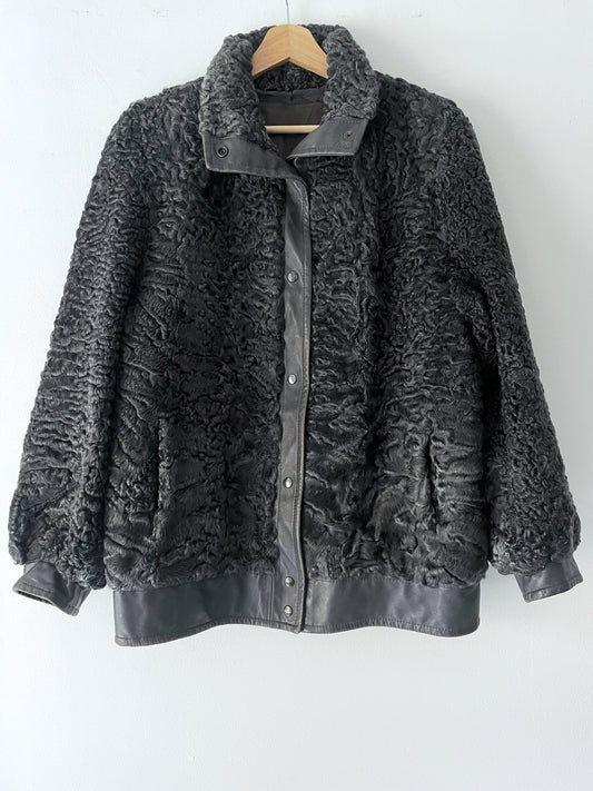 Chaqueta bomber de piel karakul vintage