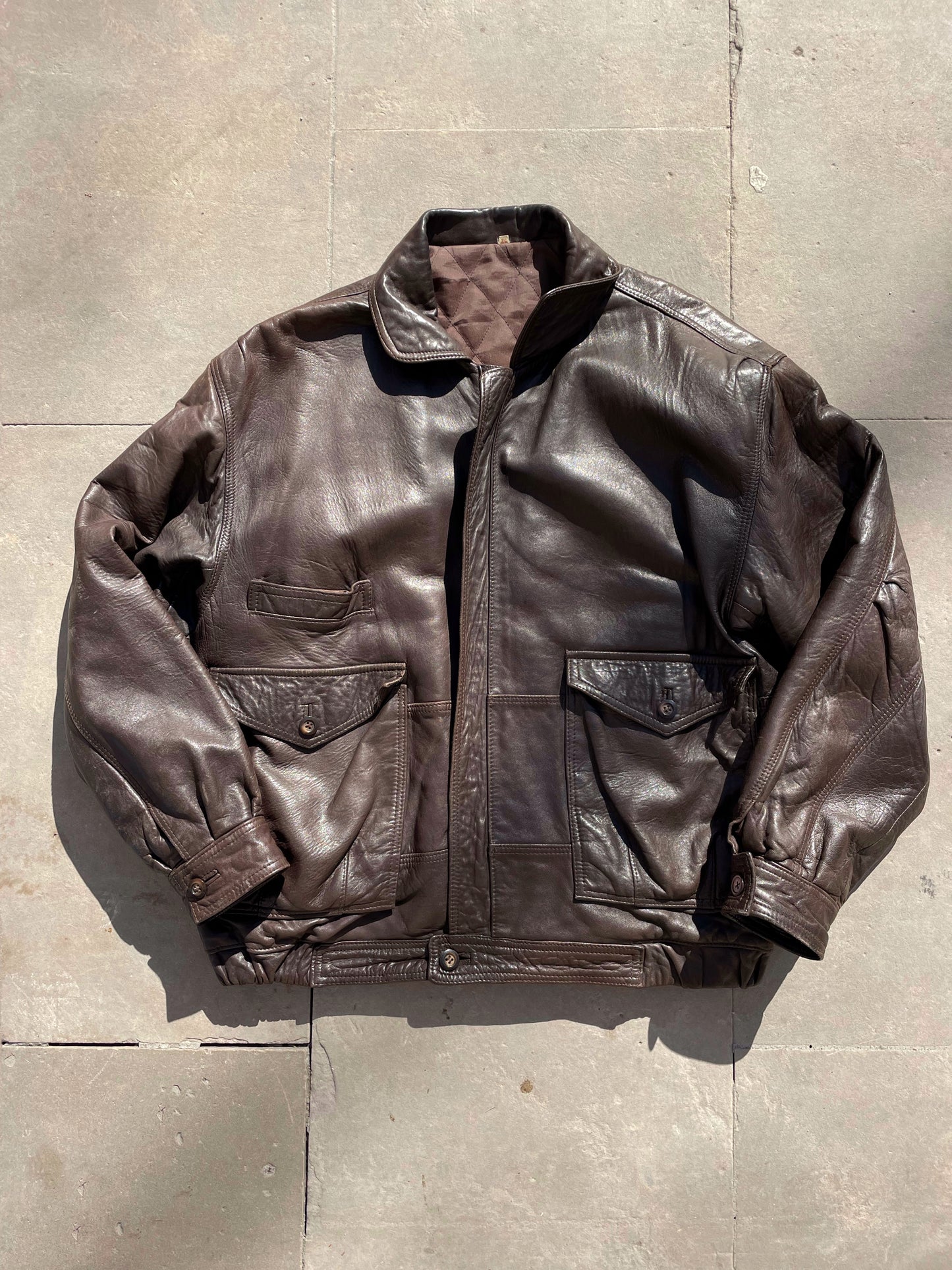 Vintage natural leather bomber