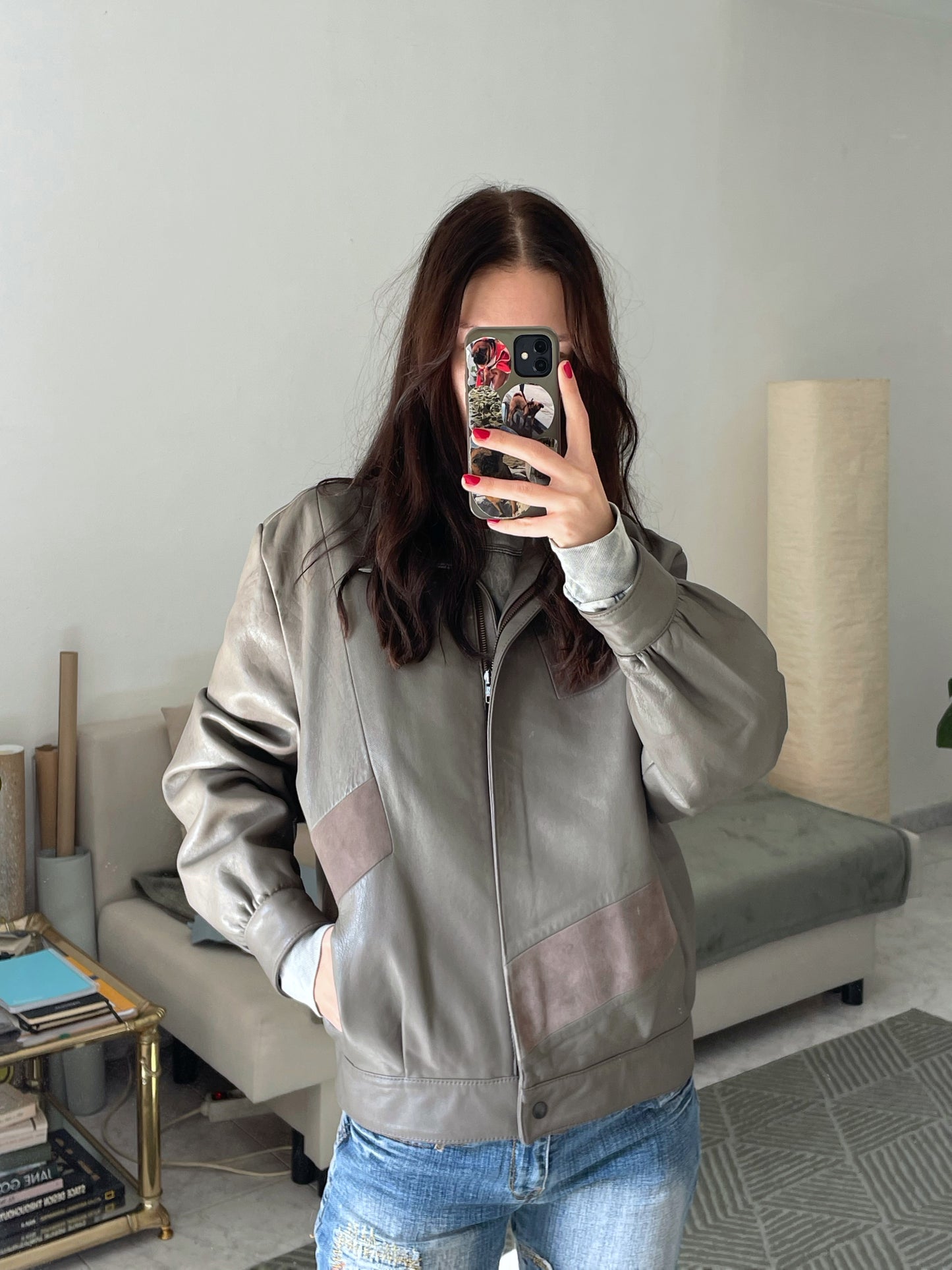 Vintage leather bomber