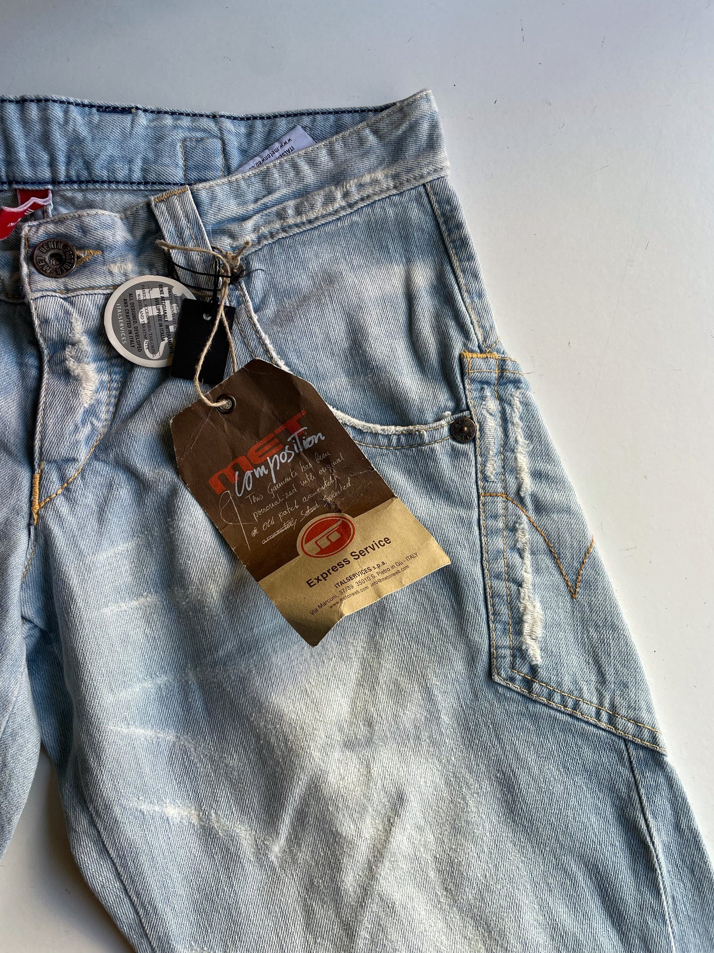 Low rise straight jeans.