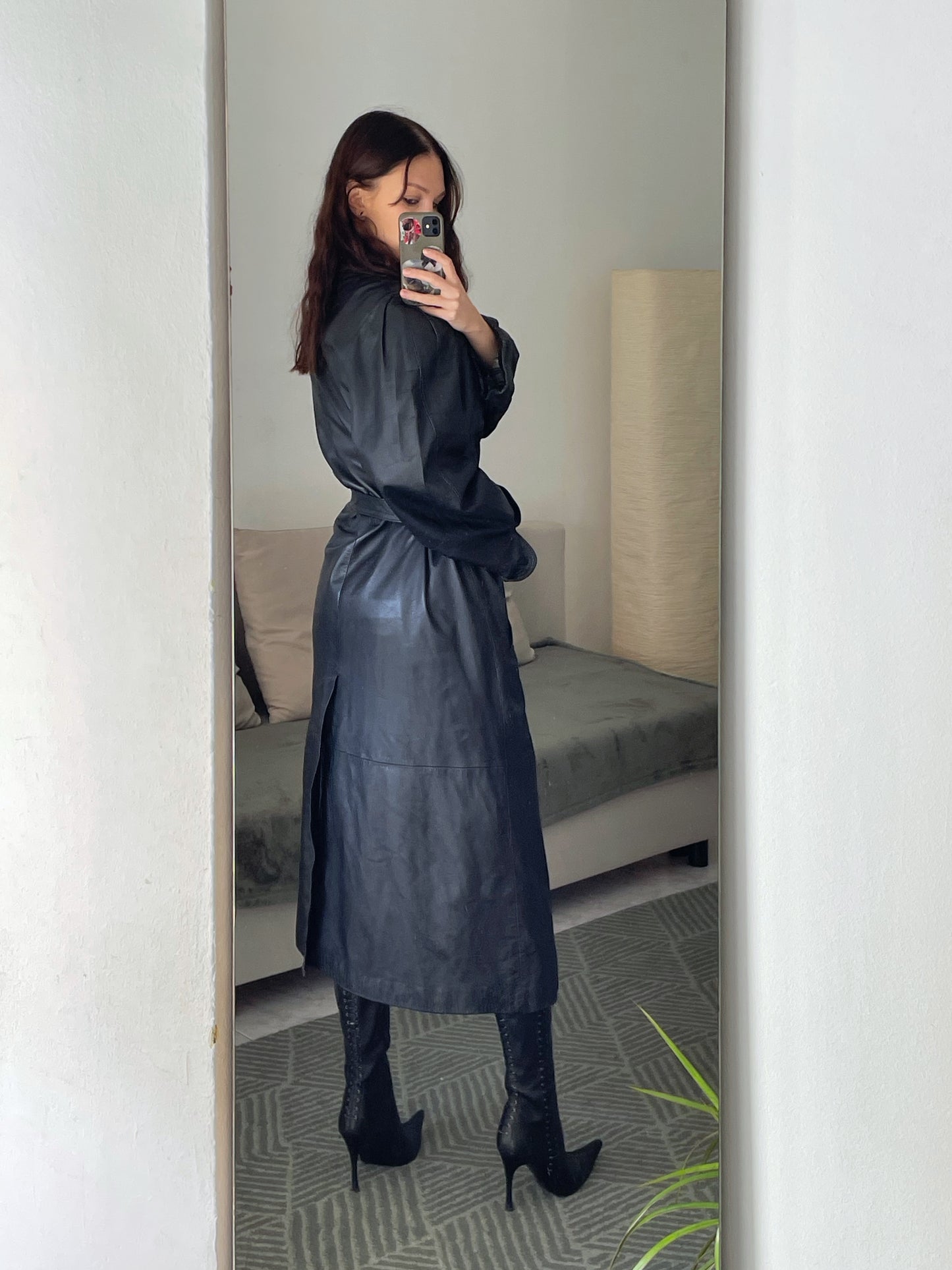 Vintage long leather coat.