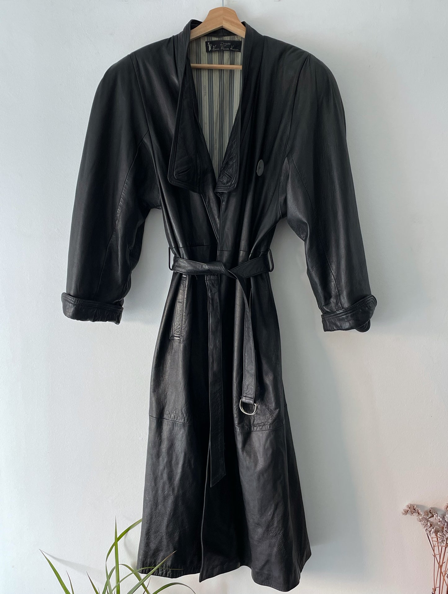 Vintage long leather coat.