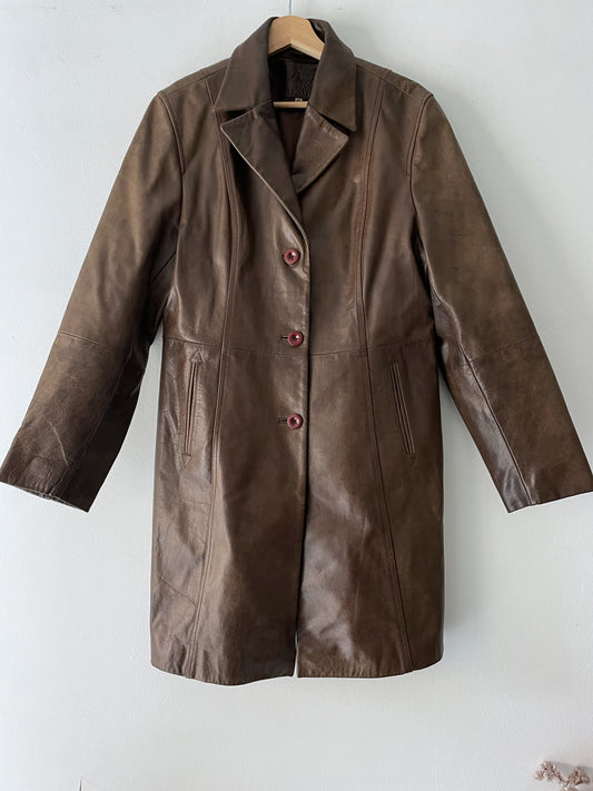 Natural leather coat.