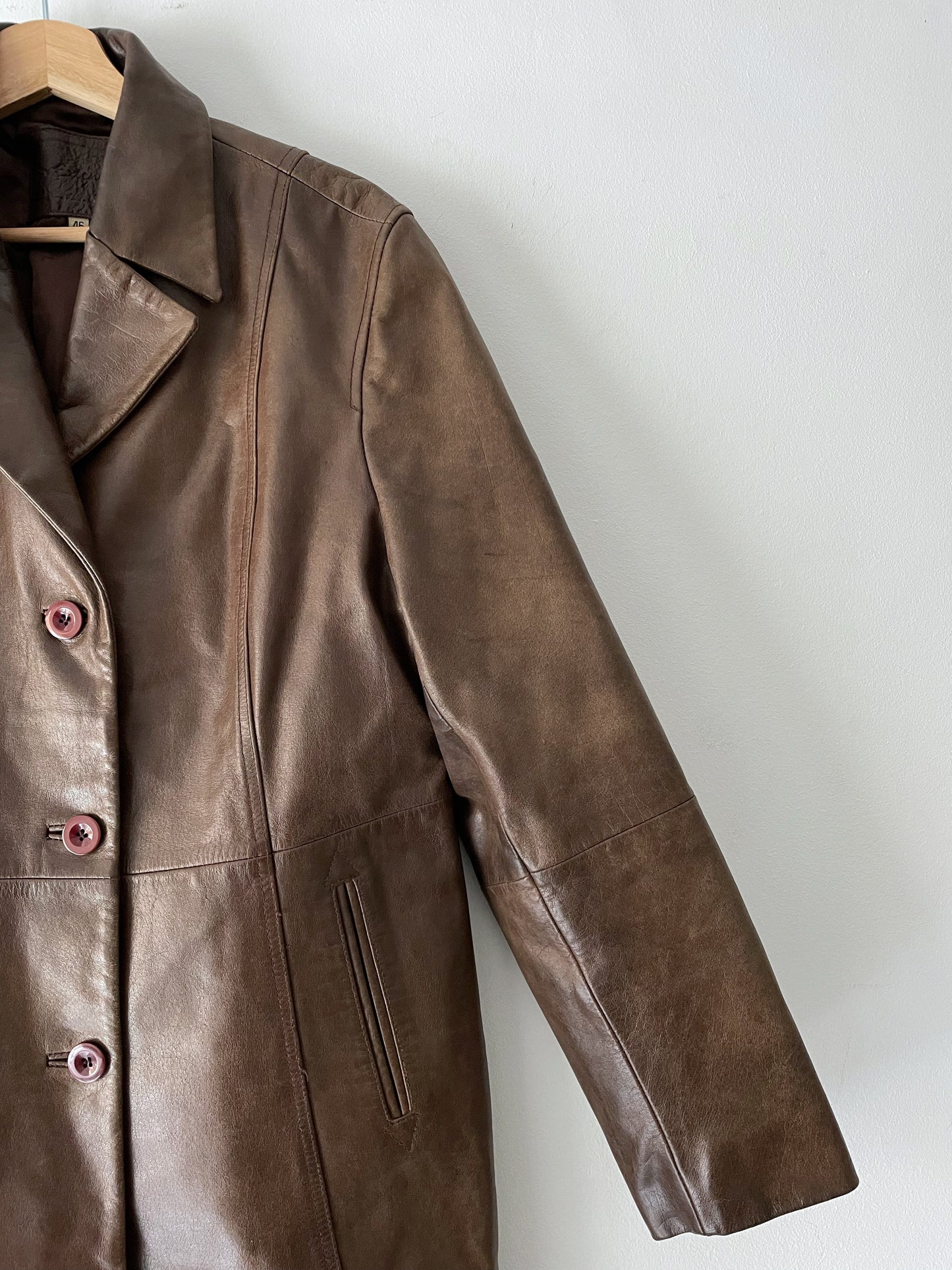 Natural leather coat.