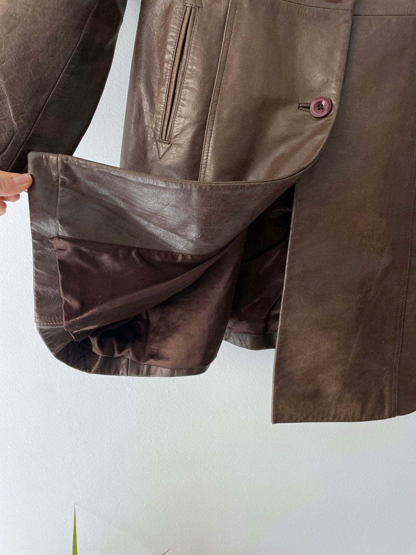 Natural leather coat.