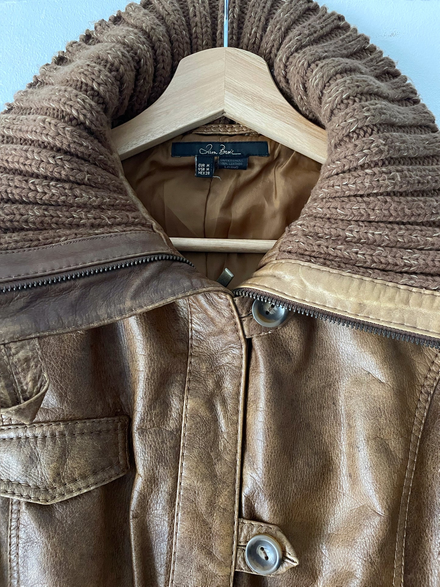 Chaqueta de cuero natural estilo Y2K.