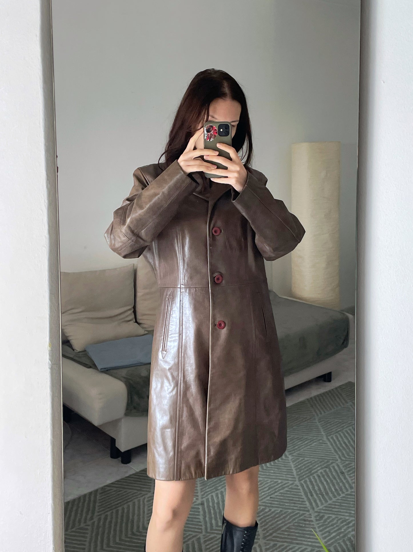 Natural leather coat.