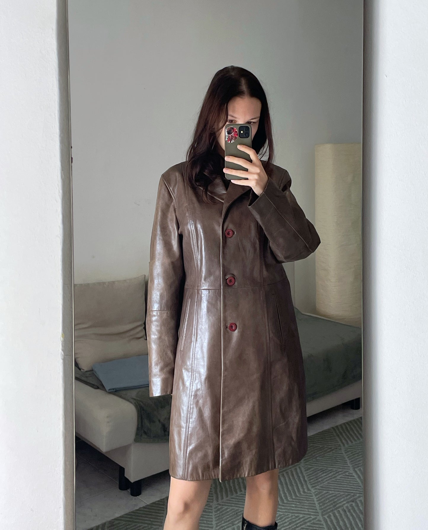 Natural leather coat.