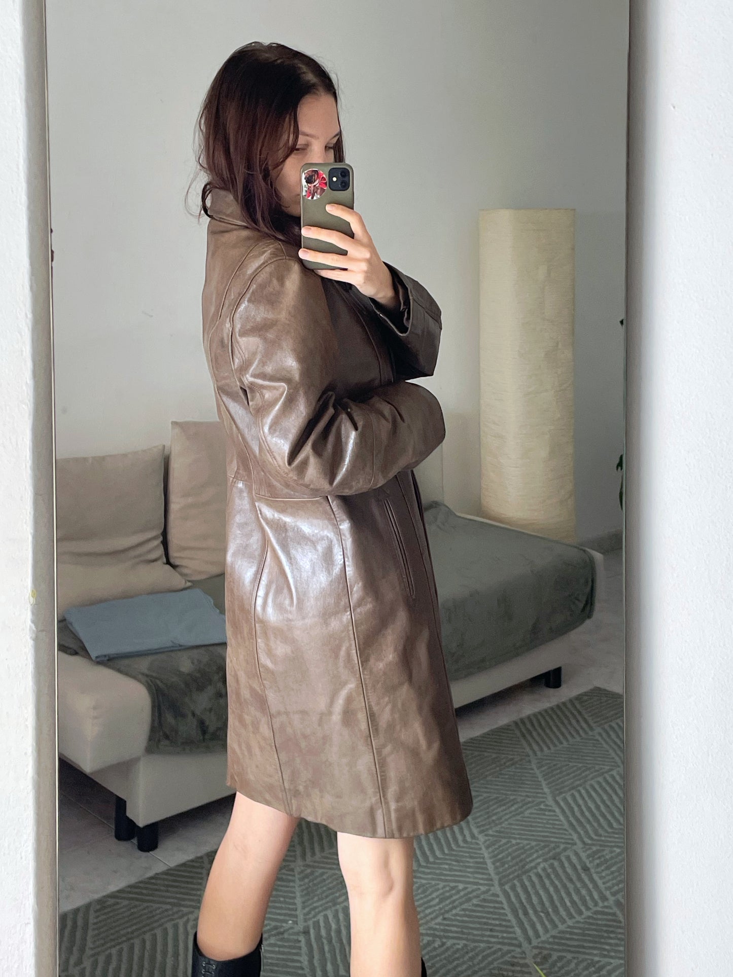 Natural leather coat.