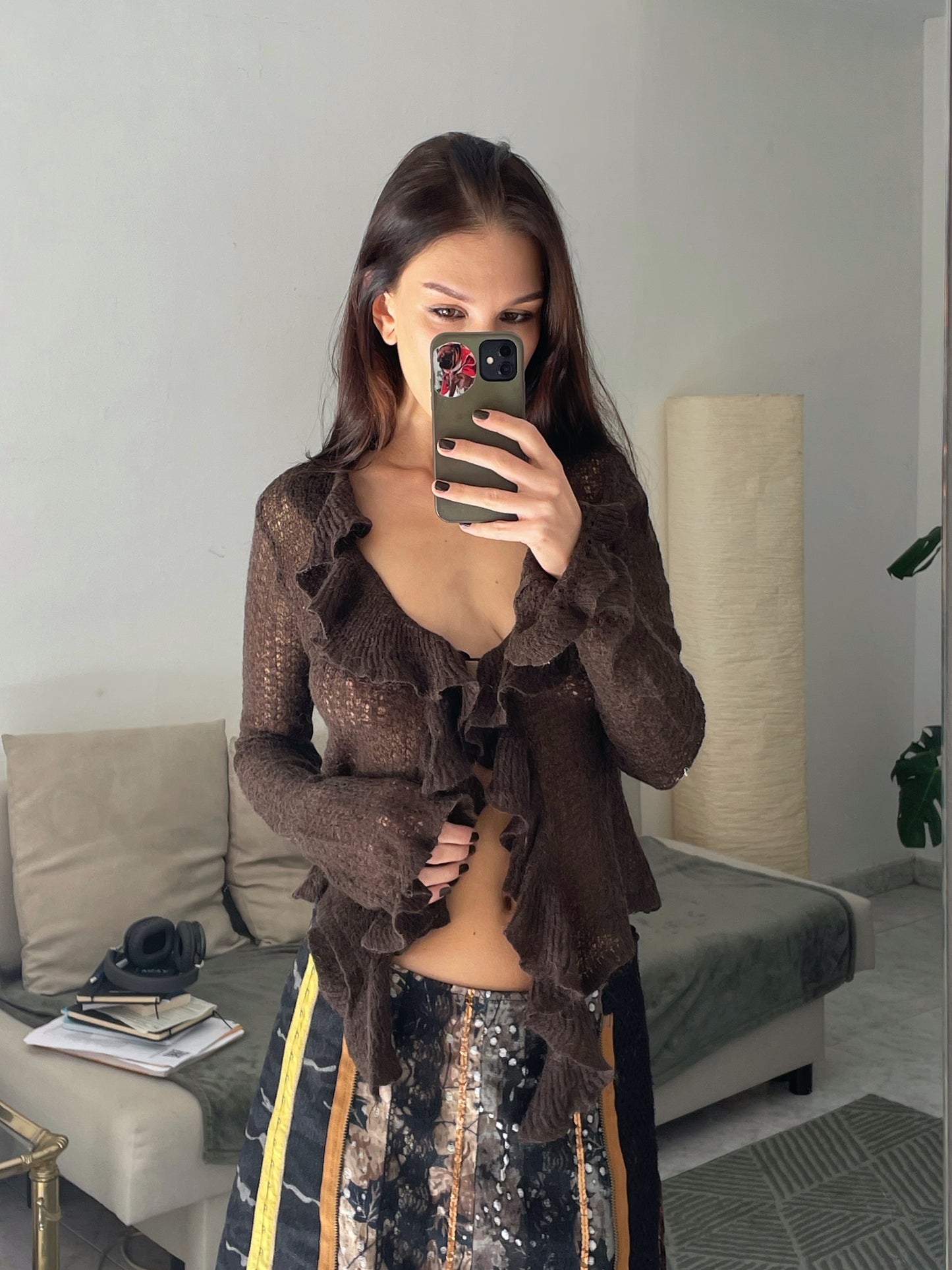 Cardigan with ruffles