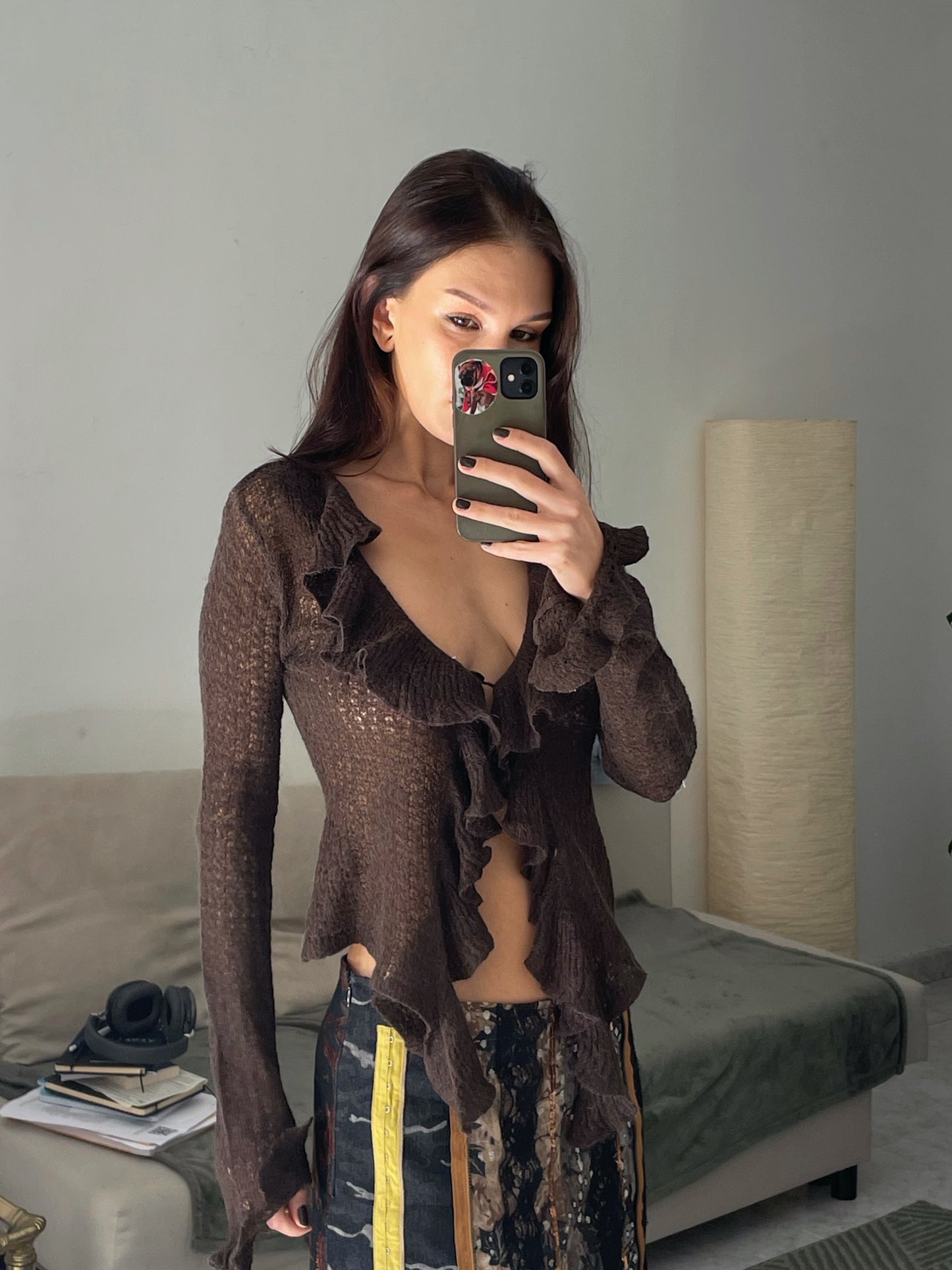 Cardigan with ruffles