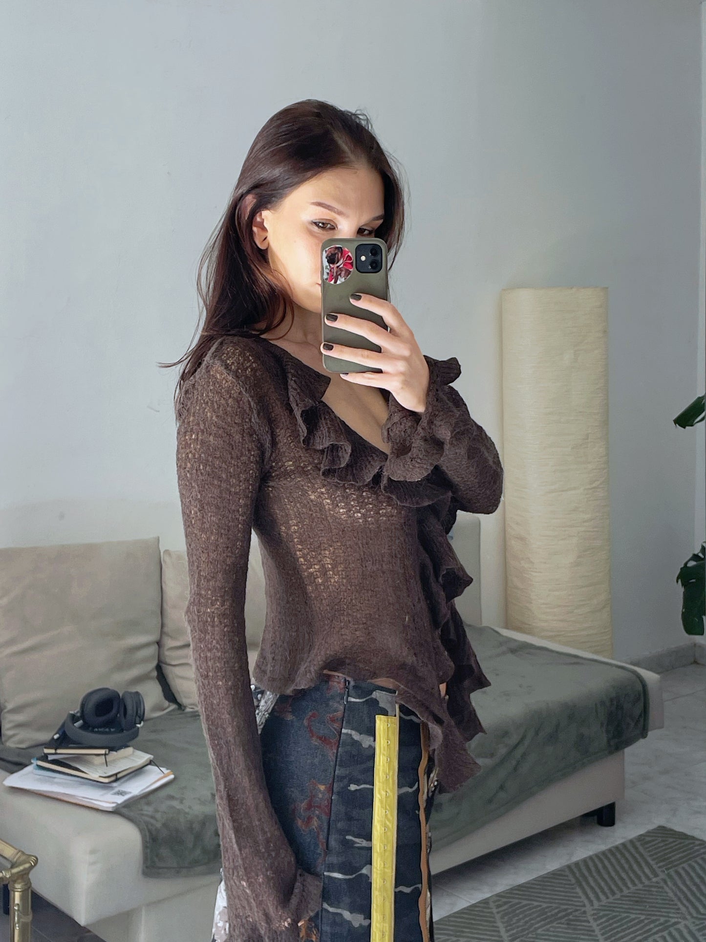 Cardigan with ruffles