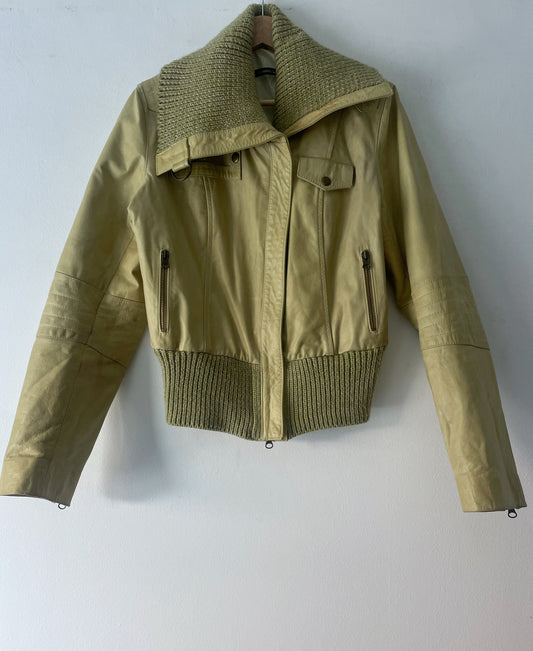 Cropped natural leather jacket