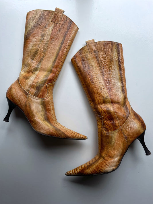 Snakeskin-print boots