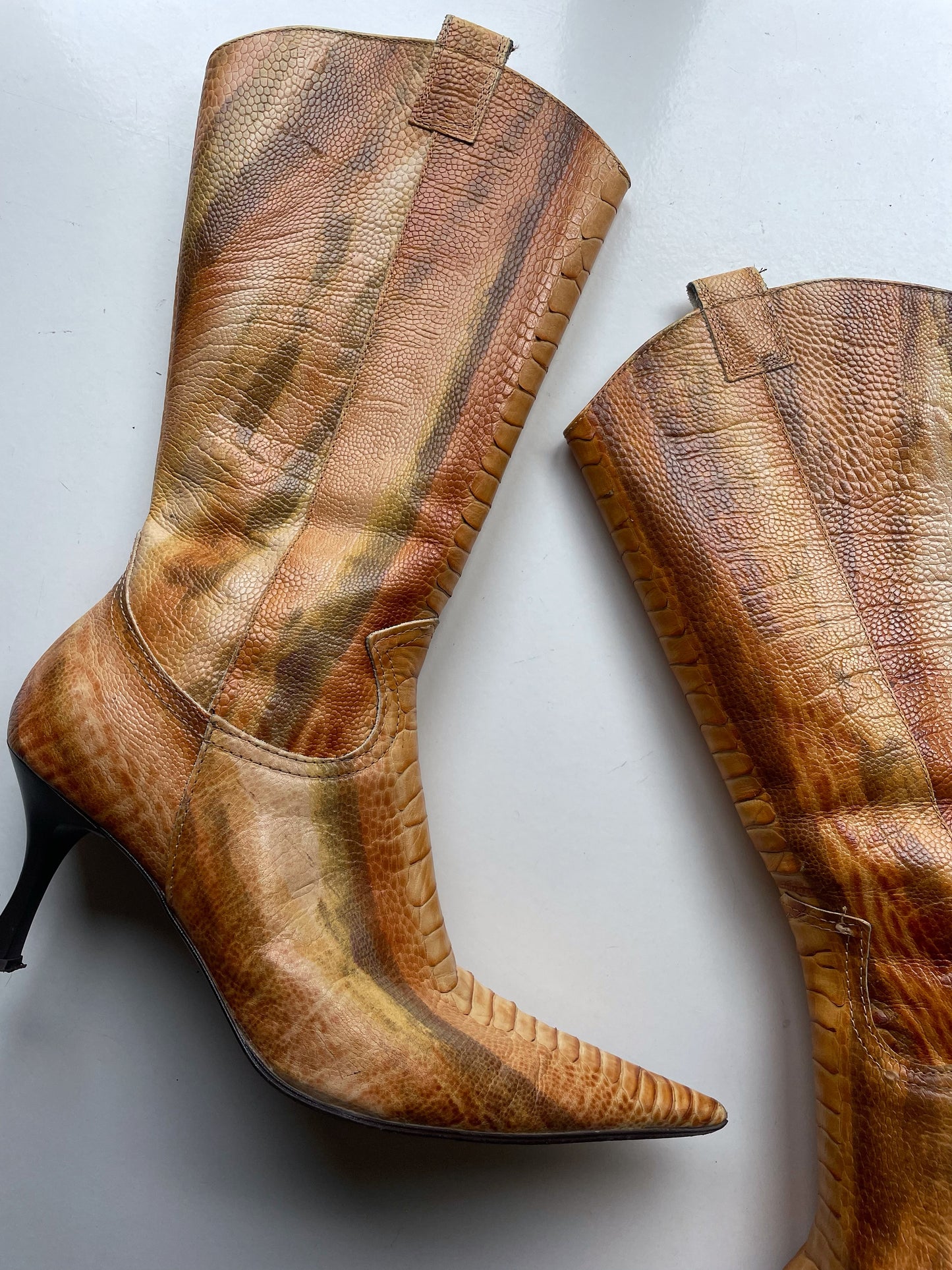 Snakeskin-print boots