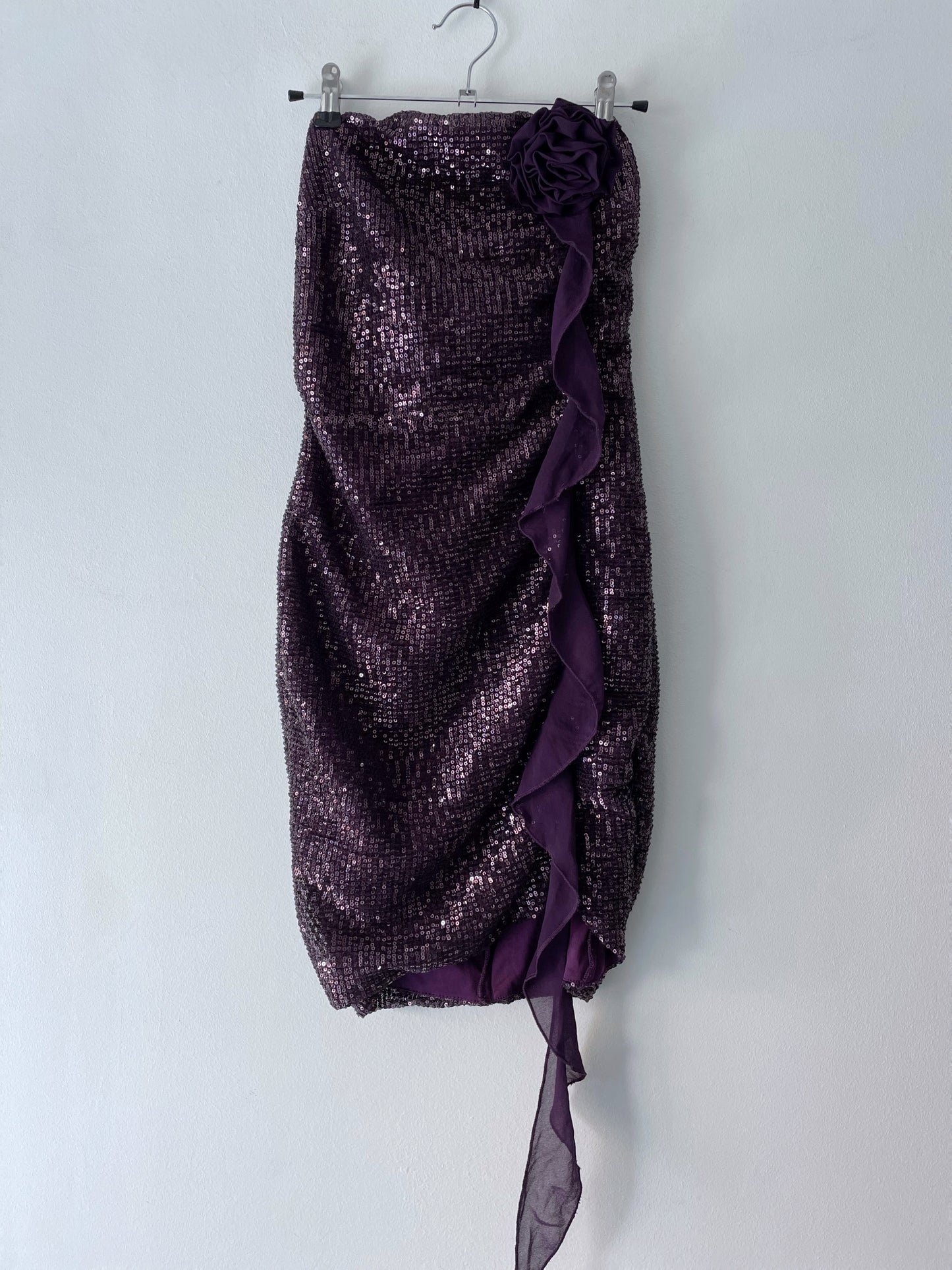 Strapless mini dress.