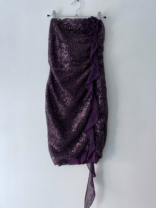 Strapless mini dress.