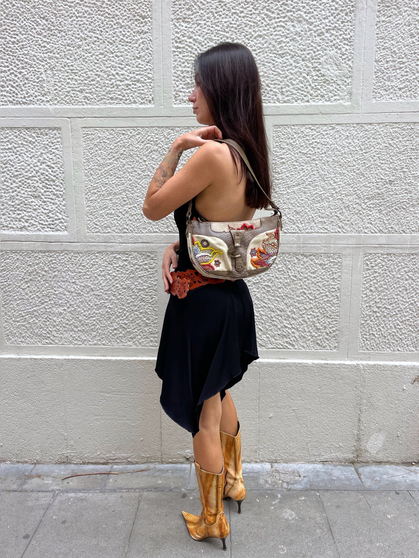 Asymmetrical halter neck dress