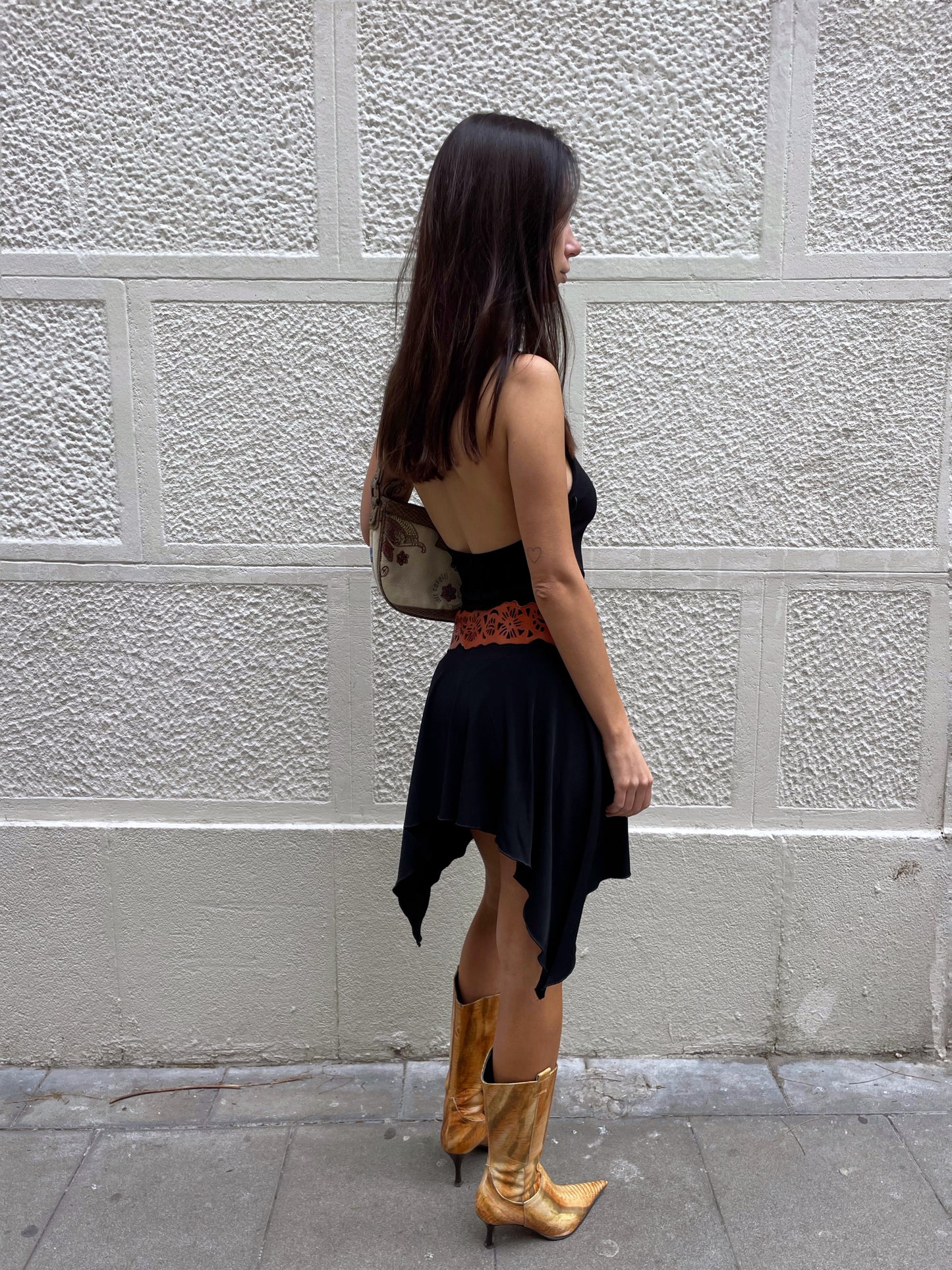Asymmetrical halter neck dress